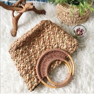 Genuine Vintage Bamboo and Braided Straw Bag